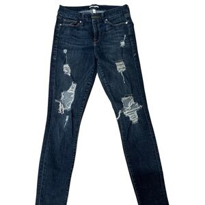 Good American Dark Blue Distressed Skinny Jeans size 4